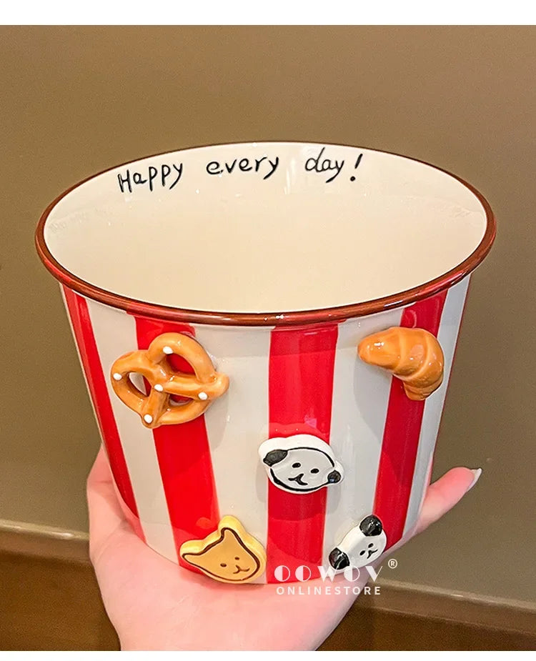 Snacks, Puppies, Ceramic Snack Bowls, Household Soup Bowls, Noodle Bowls, Snacks, Fried Chicken, French Fries, Buckets, Popcorn