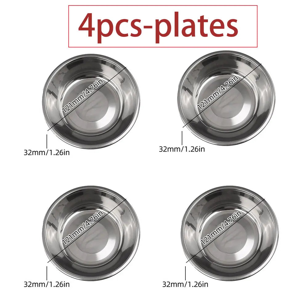 Pets Snack Bowls Silicone Mold Kit DIY Cat Food Dog Food Storage Pallet Resin Concrete Mold with Stainless Steel Disc
