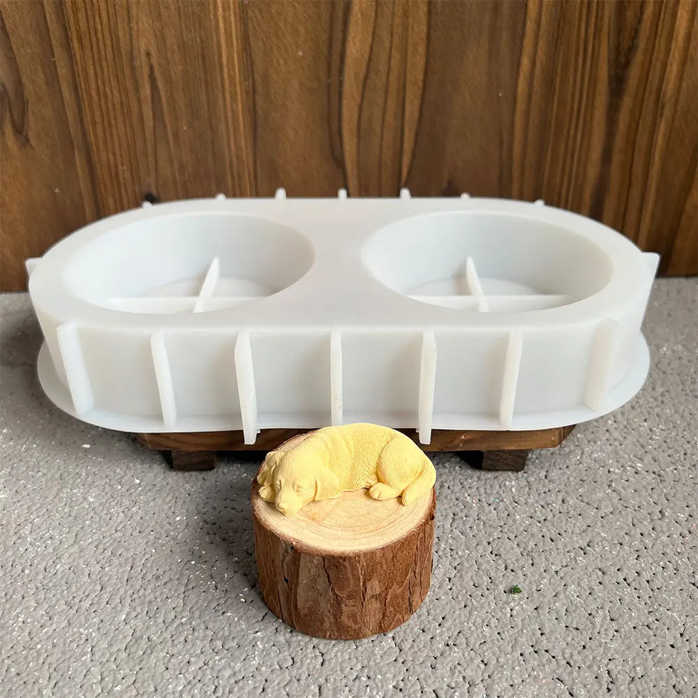 Pets Snack Bowls Silicone Mold Kit DIY Cat Food Dog Food Storage Pallet Resin Concrete Mold with Stainless Steel Disc