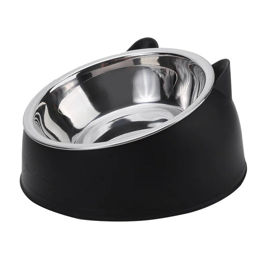 Cat Bowl Lovely Creative Inclined Kitten Puppy Food Feeding Bowls Stainless Steel Cats Drinking Feeder Pet Dogs Cats Feeders