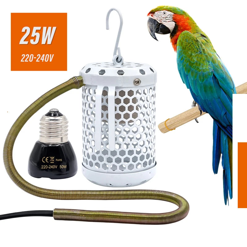Pet Parrot Heater Preservation Cage Heating Lamp Anti-bite Anti-scalding Reptile Warm Lights Accessories Bird Supplies 220V