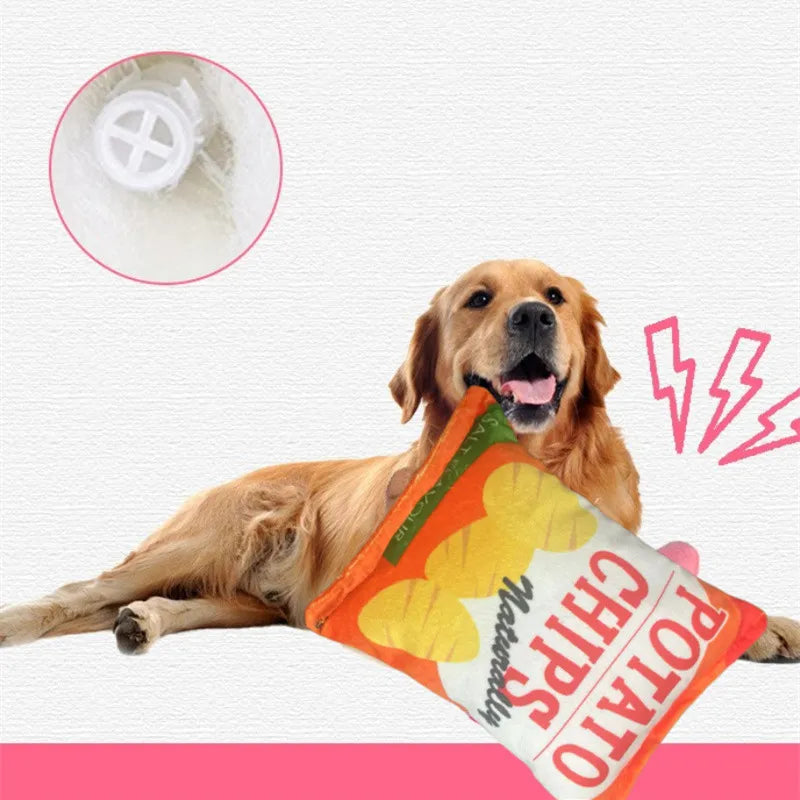 Funny Dog Toys Crisps Plush Filled Pets Squeaky Chew Toy Bite-resistant Sounding Paper Toys For Small Medium Pets Supplies