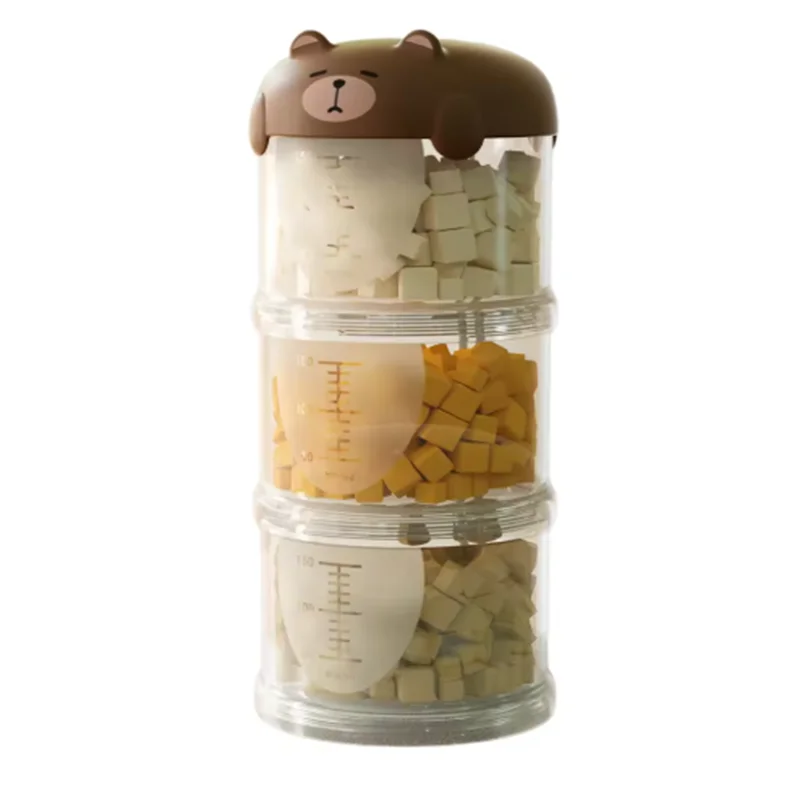 Portable Plastic Multi-Layer Moisture-Proof Cute Dog Snacks Storage Box Sealed Pet Food Removable Three Layers Packing Box