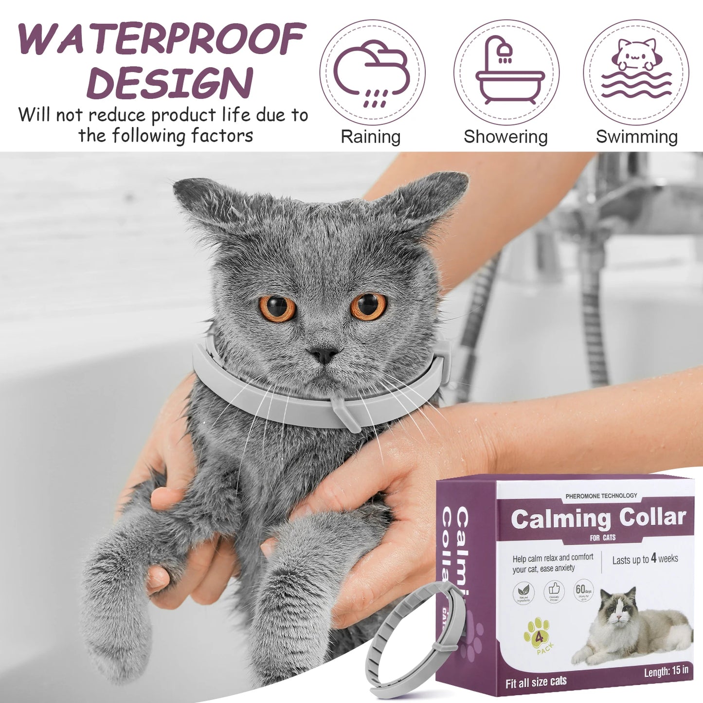 4/8PCS Dogs Calming Pheromone Collars Cats Relieve Anxiety Adjustable Comfortable Collar For Puppy Kitten Large Pets Accessories