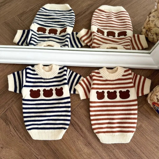 Pet Winter Warm Striped Sweater Warm Pet Knitted Sweater Autumn Winter Thickened Small Medium sized Dog Cat Teddy Coat