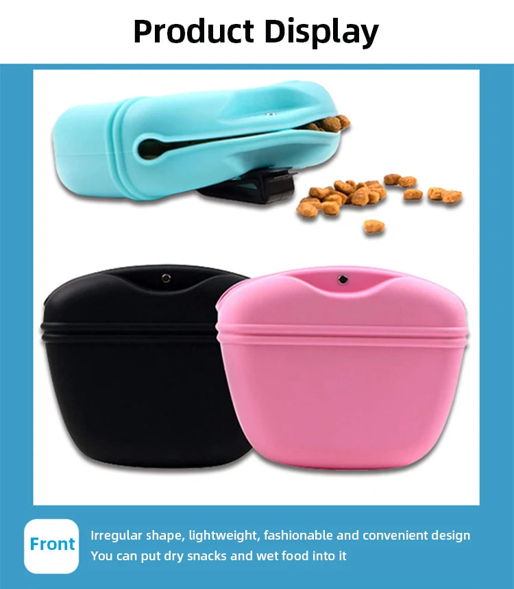 Hot-selling Pet Silicone Dog Food Bag Portable Dog Training Snack Bag Training Snack Bags Dogs Training Fanny Pack Pet Supplies