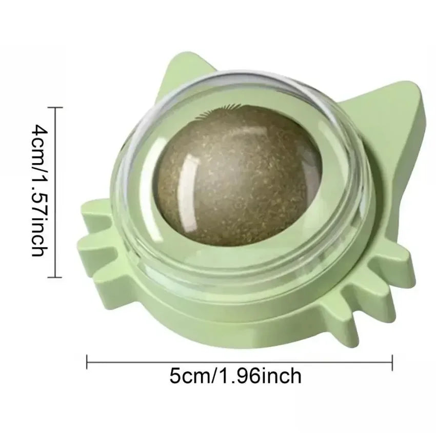 Catnip Balls Funny Lickable Cat Snack Catnip Balls Cat Ear Mint Spinning Ball Teeth Clean Toy For Small Medium Cats Pet Supplies