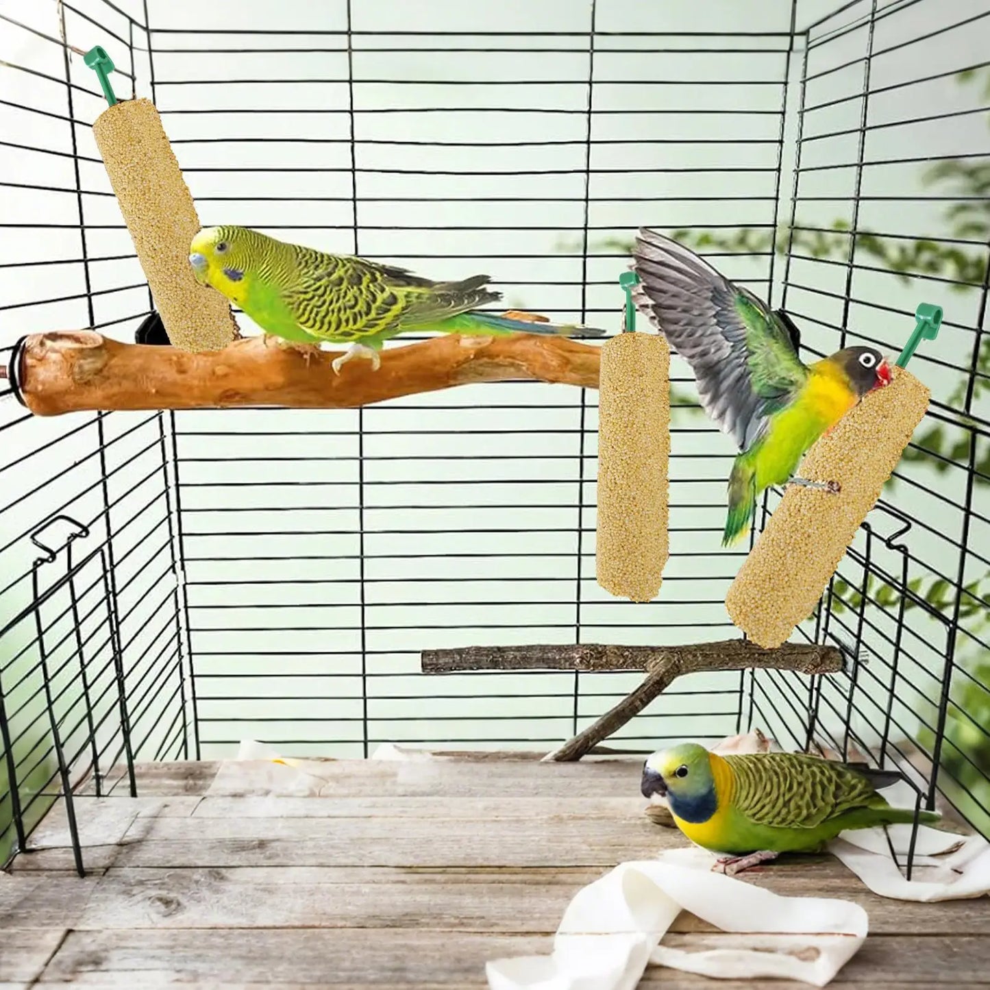 2PCS Parakeet Treats Sticks Bird Snacks Training Food Rewards Chewing Foraging Snacks for Myna Parakeet Finch Conure Parrot