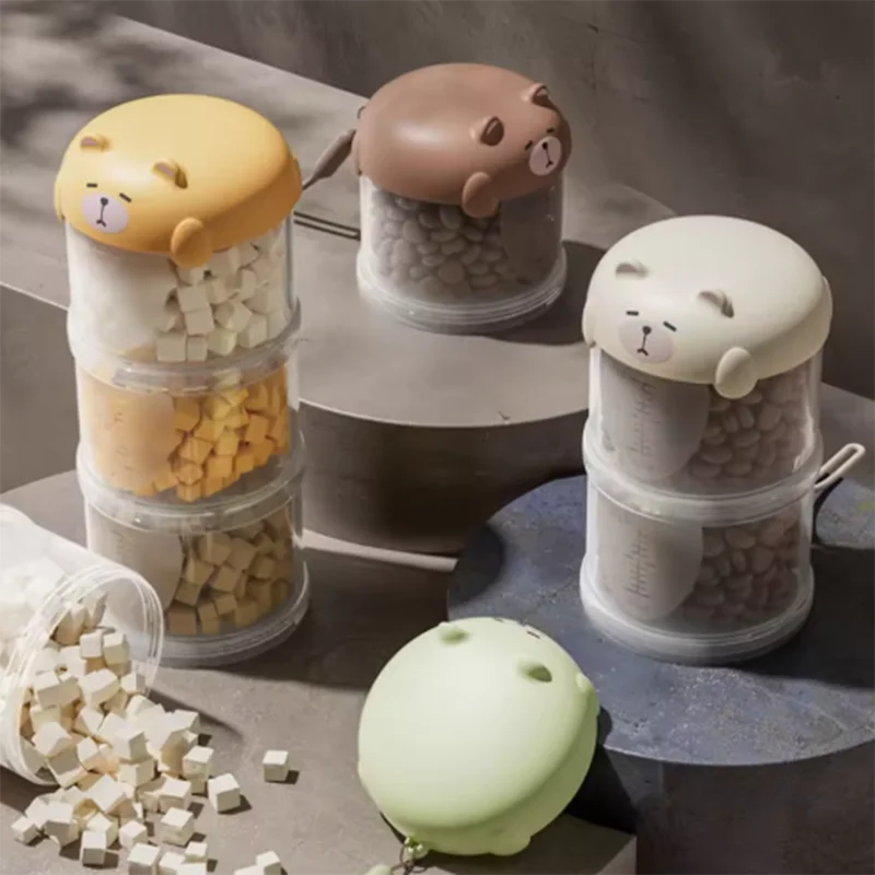 Portable Plastic Multi-Layer Moisture-Proof Cute Dog Snacks Storage Box Sealed Pet Food Removable Three Layers Packing Box