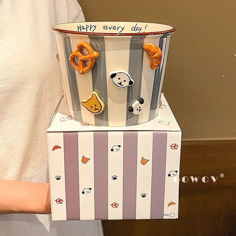 Snacks, Puppies, Ceramic Snack Bowls, Household Soup Bowls, Noodle Bowls, Snacks, Fried Chicken, French Fries, Buckets, Popcorn