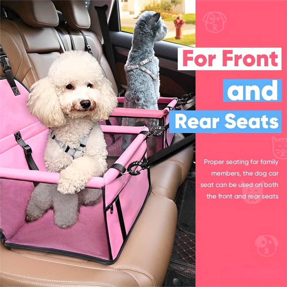 Pet Car Booster Seat For Dog Cat Portable And Breathable Bag With Seat Belt Dog Carrier Safety Stable For Travel Look Out With Clip On Leash With PVC Tube Christmas Gift