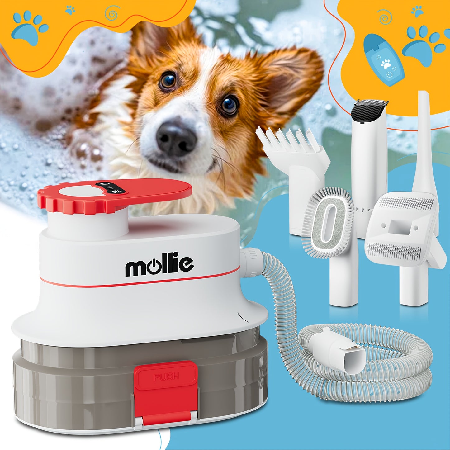 300W Pet Grooming Vacuum Blower - 3-Speed Multifunctional Grooming Machine for Dogs & Cats with 6 Nozzles, 1.06gal Capacity, And Storage Bag - All-in-One Pet Care Tool