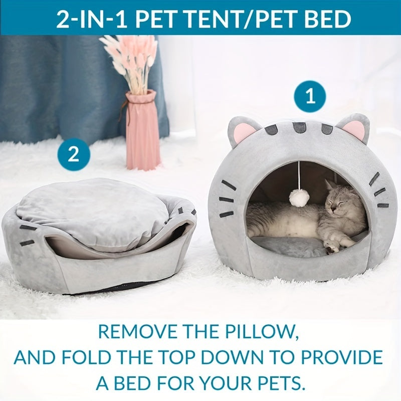 Cozy Cat Cave: Keep Your Furry Friend Warm And Snug In This Cute Pet House!