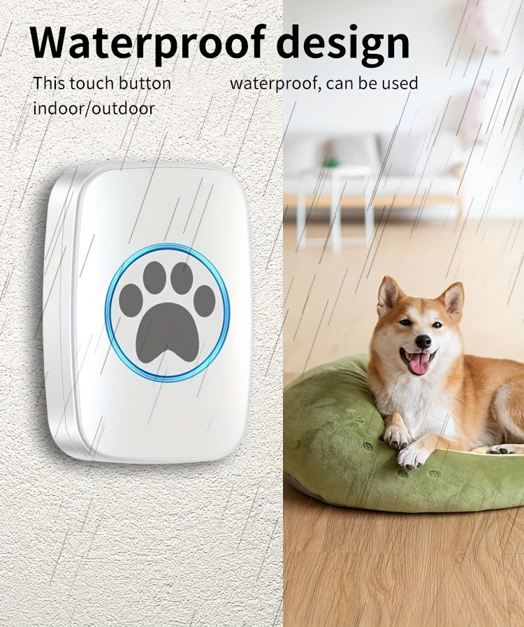 Wireless Pet Doorbell System - Easy Touch Training Aid for Dogs - 2 Receivers & Transmitters, High-Volume Chimes, Ideal for Indoor/Outdoor Use
