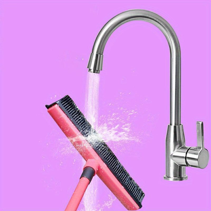 1pc Telescopic Pet Hair Remover Broom - Efficient Carpet Cleaner with Gentle Silicone Bristles - Flexible Handle for Dust & Hair Removal - Perfect Household Tool for Apartments, Dorms, and School Prep - Complete Cleaning Kit