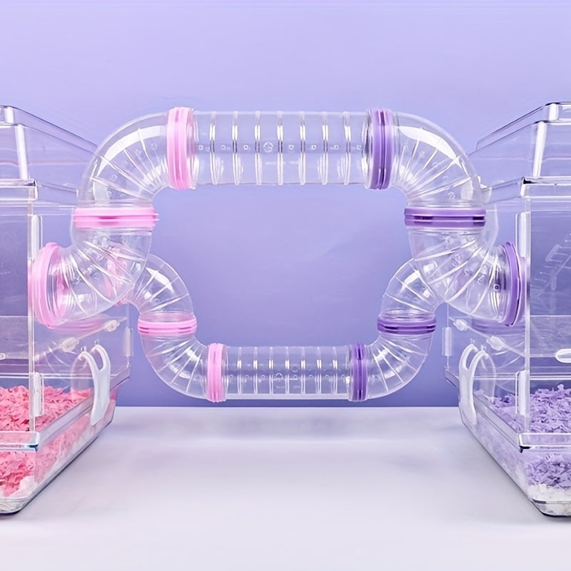 8pcs/set DIY Hamster Tunnel Toy Pet Rats Sports Training Pipeline Transparent Runway Toy Pet Hamster Game For Small Animal Accessories Mice Creative DIY Colorful Hoop Tubes Diam 2.17inch