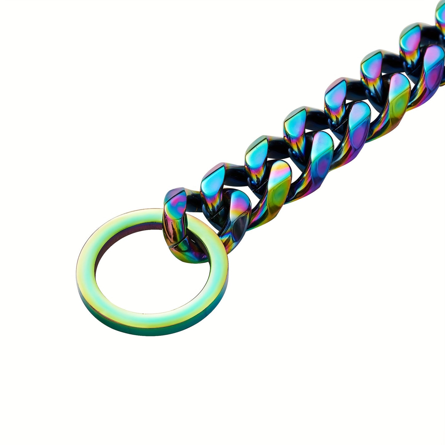 Titanium Steel Stainless Steel P Chain Colorful Cuban Chain Pet Dog Chain Heavy Duty Anti Slip Dog Collar