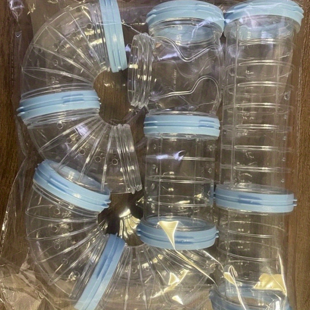 8pcs/set DIY Hamster Tunnel Toy Pet Rats Sports Training Pipeline Transparent Runway Toy Pet Hamster Game For Small Animal Accessories Mice Creative DIY Colorful Hoop Tubes Diam 2.17inch
