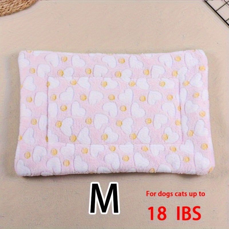 All-Season Dirt-Resistant Rectangular Pet Blanket - Comfortable Dog Paw Heart Print Pet Bed, 1pc