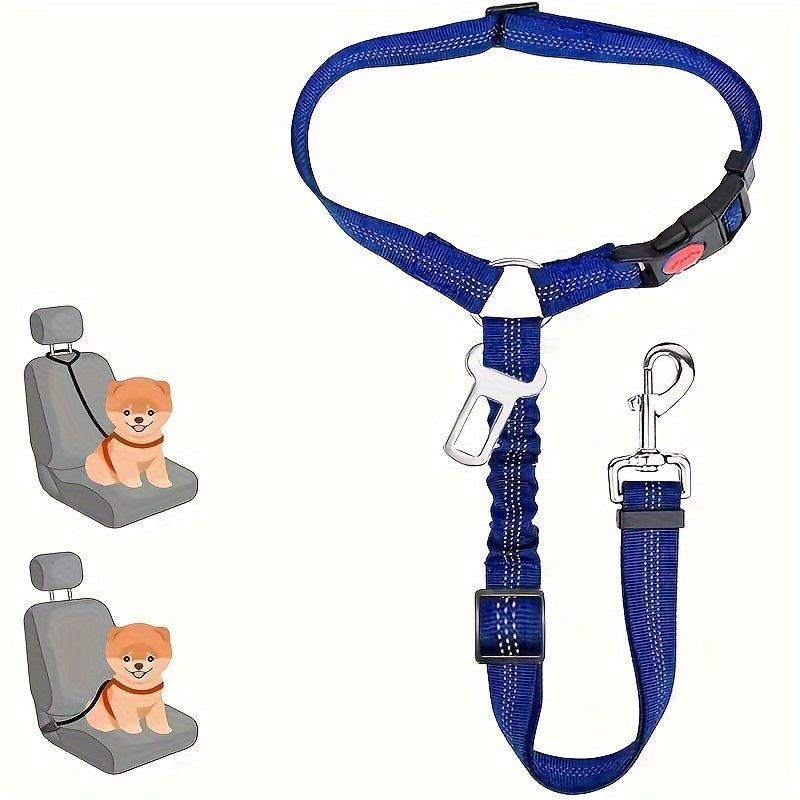 1pc Premium Dog Car Safety Seat Belt - Adjustable, Comfort-Cushioned, Durable Headrest Restraint for Secure Travel - High-Strength Elastic, Quick-Adjust Design for Ultimate Pet Safety