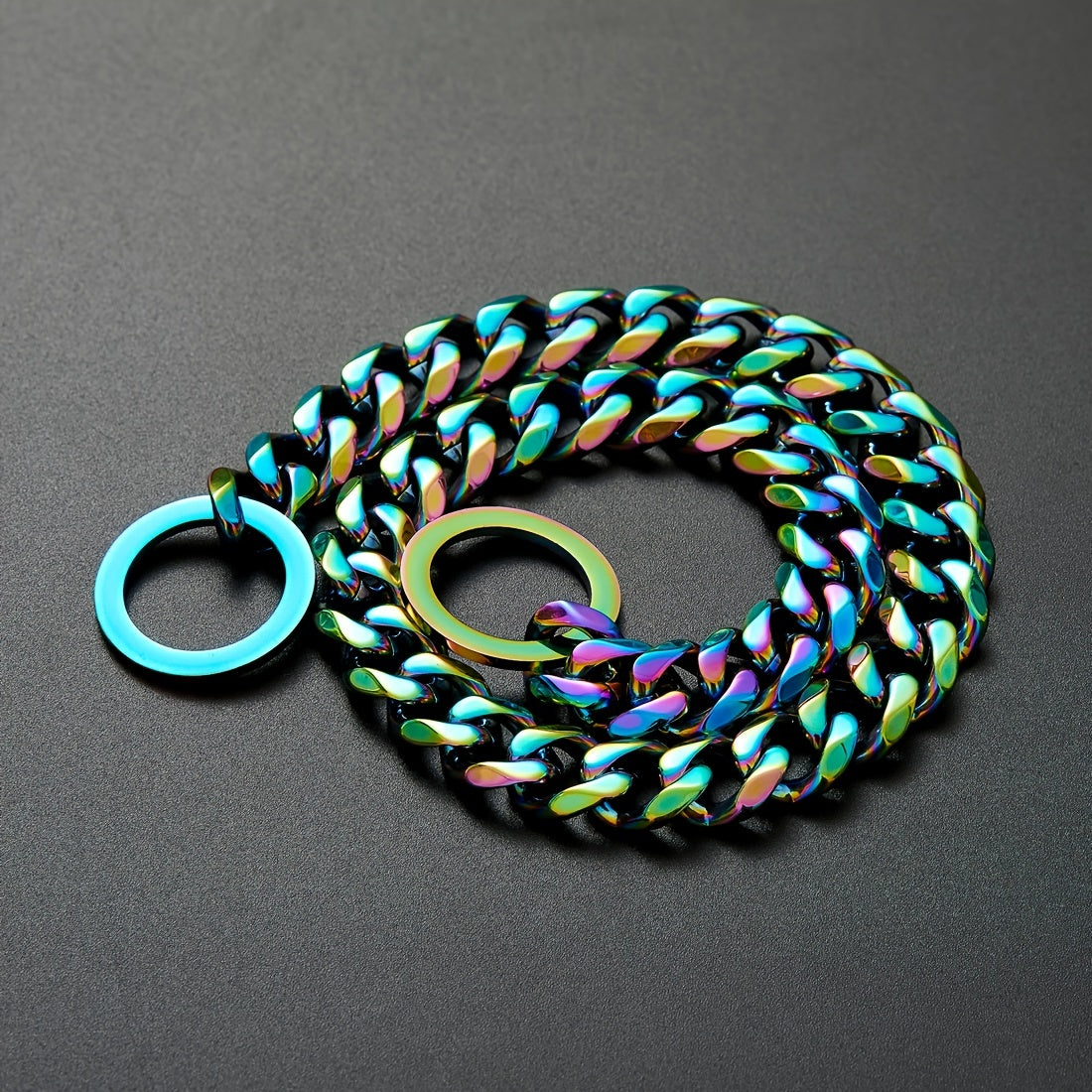 Titanium Steel Stainless Steel P Chain Colorful Cuban Chain Pet Dog Chain Heavy Duty Anti Slip Dog Collar