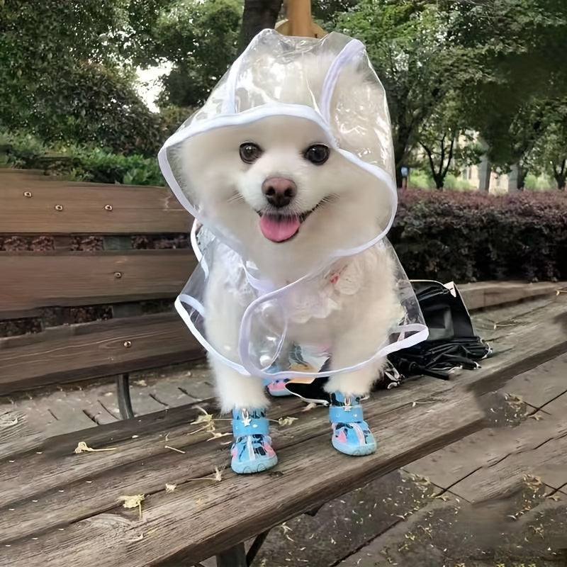 1pc Clear Transparent Hooded Pet Plastic Raincoat Poncho For Toy And Small Dogs And Cat Only Clothes