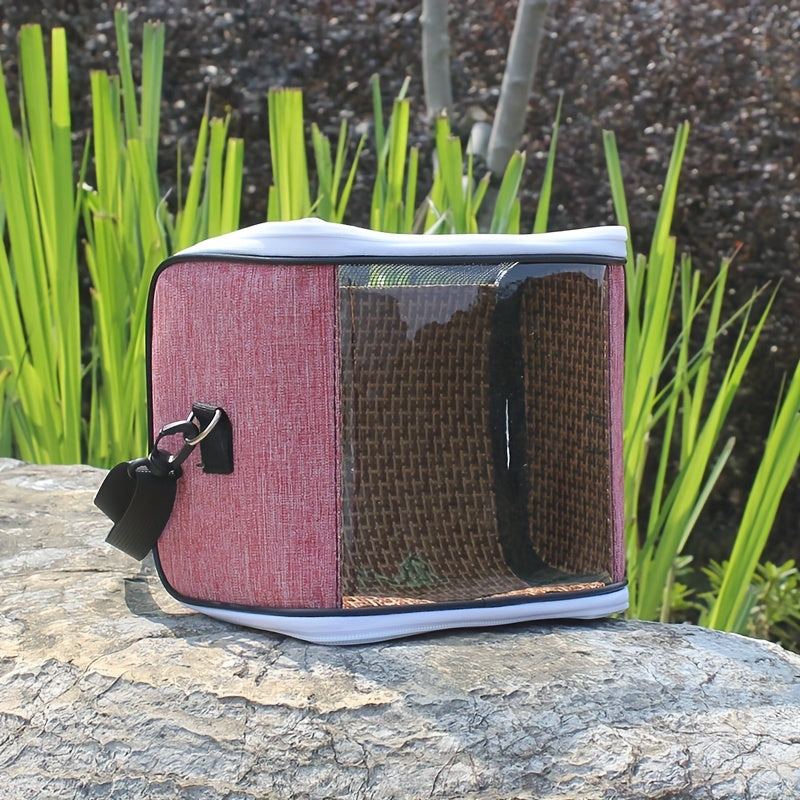 Portable Pet Bird Carrier Bag for Parrots - Durable Oxford Fabric, Transparent & Blue with Zip Closure and Handle, Ideal for Outdoor Training and Travel, Parrot Accessories