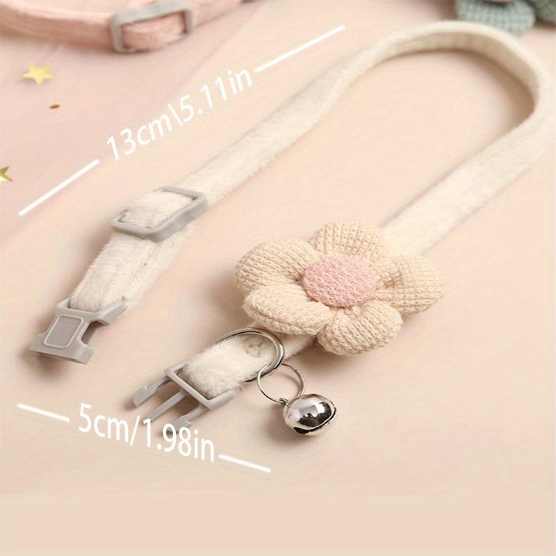 1pc Cute Dog Necklace with Flower Decor and Bell Strap - Pet Collars and Leads for Stylish Pups