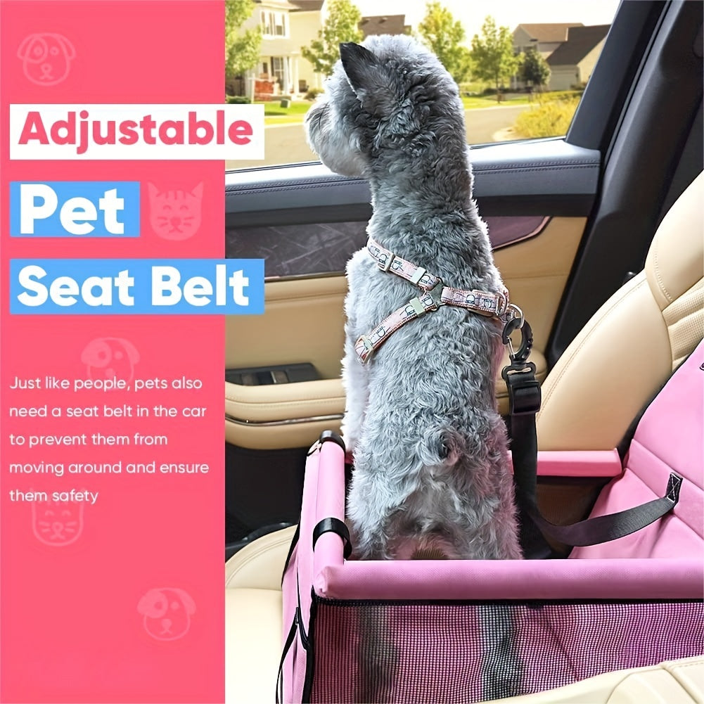 Pet Car Booster Seat For Dog Cat Portable And Breathable Bag With Seat Belt Dog Carrier Safety Stable For Travel Look Out With Clip On Leash With PVC Tube Christmas Gift