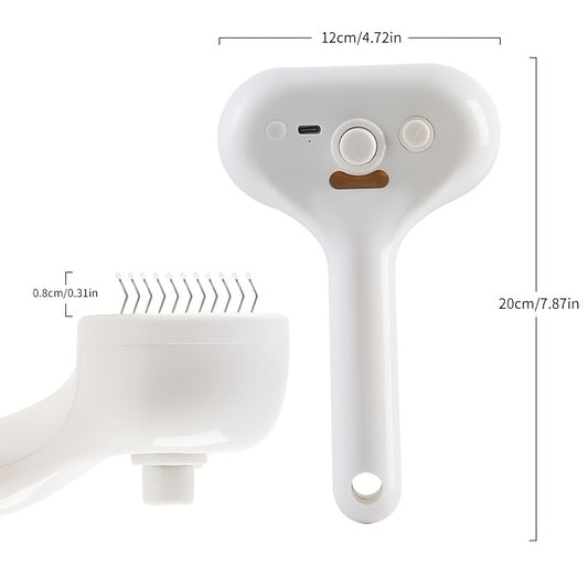 4-in-1 Cat Steam Brush with Self-Cleaning, Antistatic Shedding Spray Comb, Hair Removal, Massage Atomized Steam Beauty Brush for Dogs and Cats - Water Spray Demisting, Pet Care, White Professional Version, Cloud Pet Care