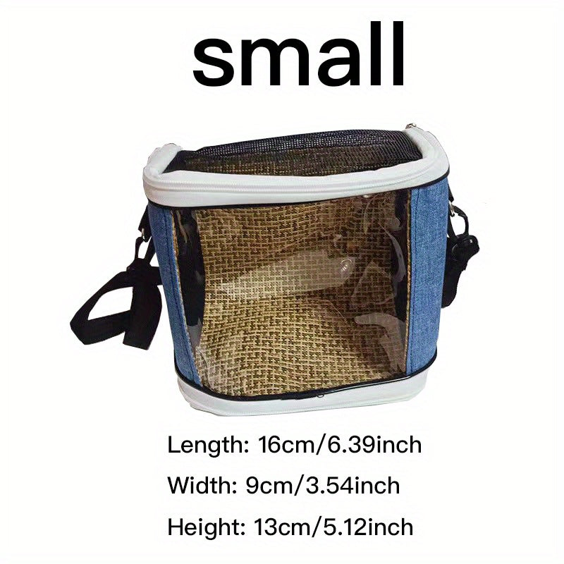 Portable Pet Bird Carrier Bag for Parrots - Durable Oxford Fabric, Transparent & Blue with Zip Closure and Handle, Ideal for Outdoor Training and Travel, Parrot Accessories