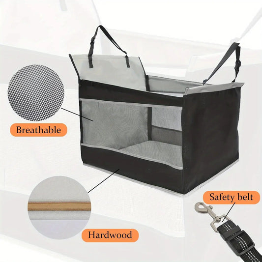 Foldable Dog Kennel for Cars - Heavy-Duty Pet Carrier Crate with Safety Belt System, Secure Locking Doors & Cushioned Interior - Heavy-Duty Fabric Construction, Foldable Design for SUVs, Sedans, Trucks - Travel Crate for Smal