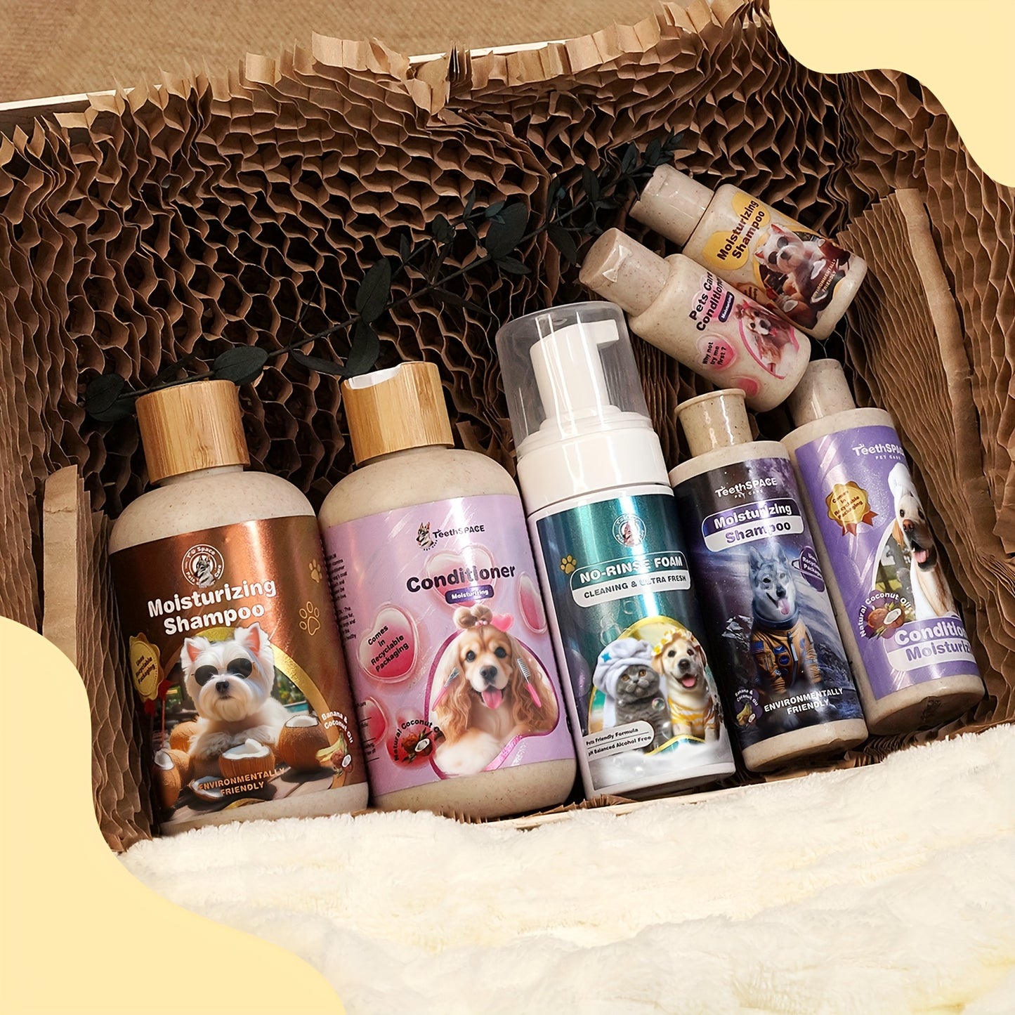 2pcs Pet Grooming Kit: Gentle Formula Shampoo & Conditioner For Dogs - Softens Fur, Cleanses & Cares, Nourishing Coconut Pet Care 3-in-1 Shampoo - Deep Cleans, Moisturizes, Itchy Skin Relief, Glossy Coat - Gentle & Safe For C