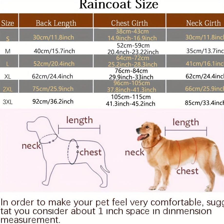 Reflective Waterproof Dog Raincoat with Hood - PU All-Weather Coat with Full Coverage, Easy Snap Closure & Reflective Trim, Comfortable & Dry Pet Jacket for Small, Medium, Large, Extra Large Dogs - Ideal for Rainy Days, Wet W
