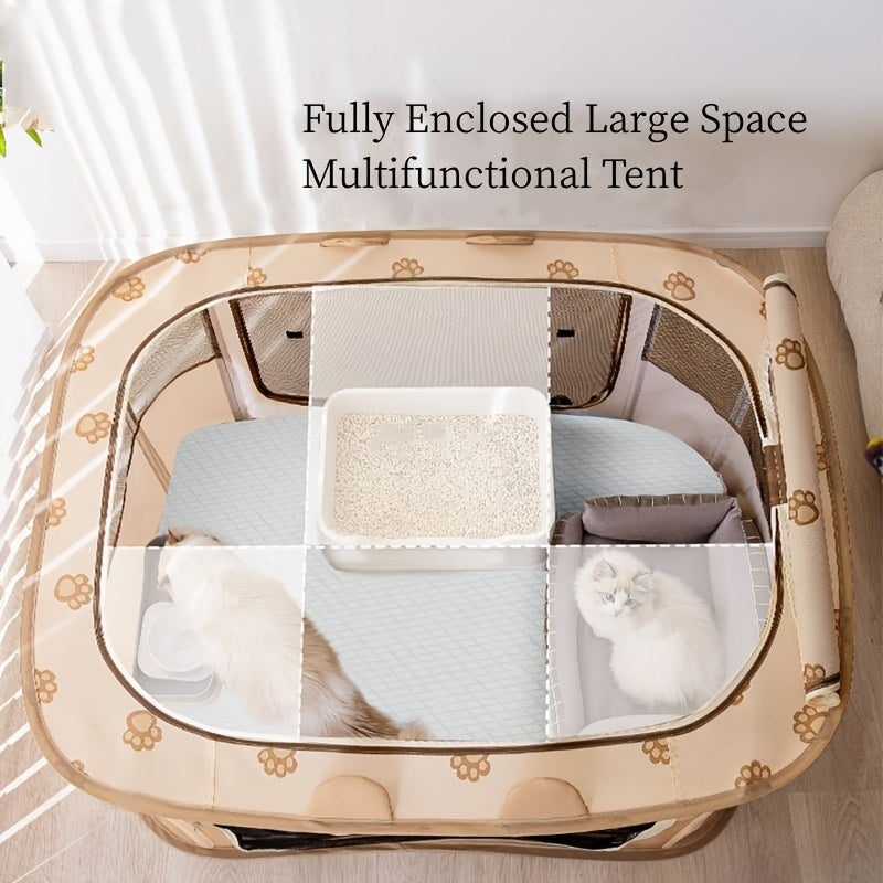 1pc Adorable Foldable Pet Playpen - Portable, Removable Zipper Top, Indoor & Outdoor Use, Spacious Cat Bed, Delivery Room, Easy Setup - Perfect for Dog and Cat Lovers
