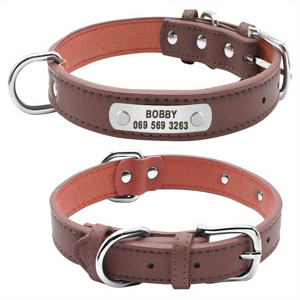 Custom Engraved Dog Collar with Personalized ID Tag - Durable Padded Pet Collar for Small, Medium & Large Dogs - Solid Pattern, Adjustable Fit, Secure Metal Hardware, Personalized Pet Accessory | Stylish Dog Collar | Durable