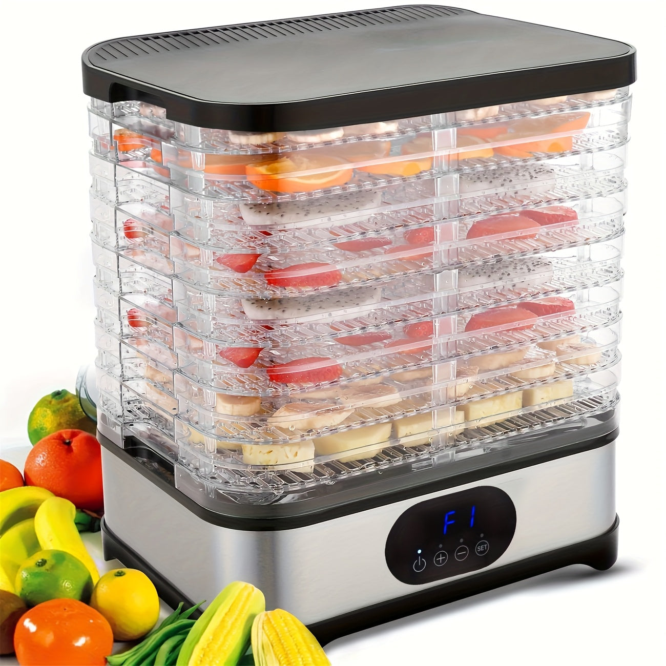 8-layer Food Dehydrator 400W Household Food Dryer, Dried Meat And Fruit Dryer, Used for Dried Meat, Fruit, Vanilla, Vegetables, Pet Snacks, Etc. Electric Food Fresher, 72-hour Timing, Adjustable Temperature And Wind Force, St