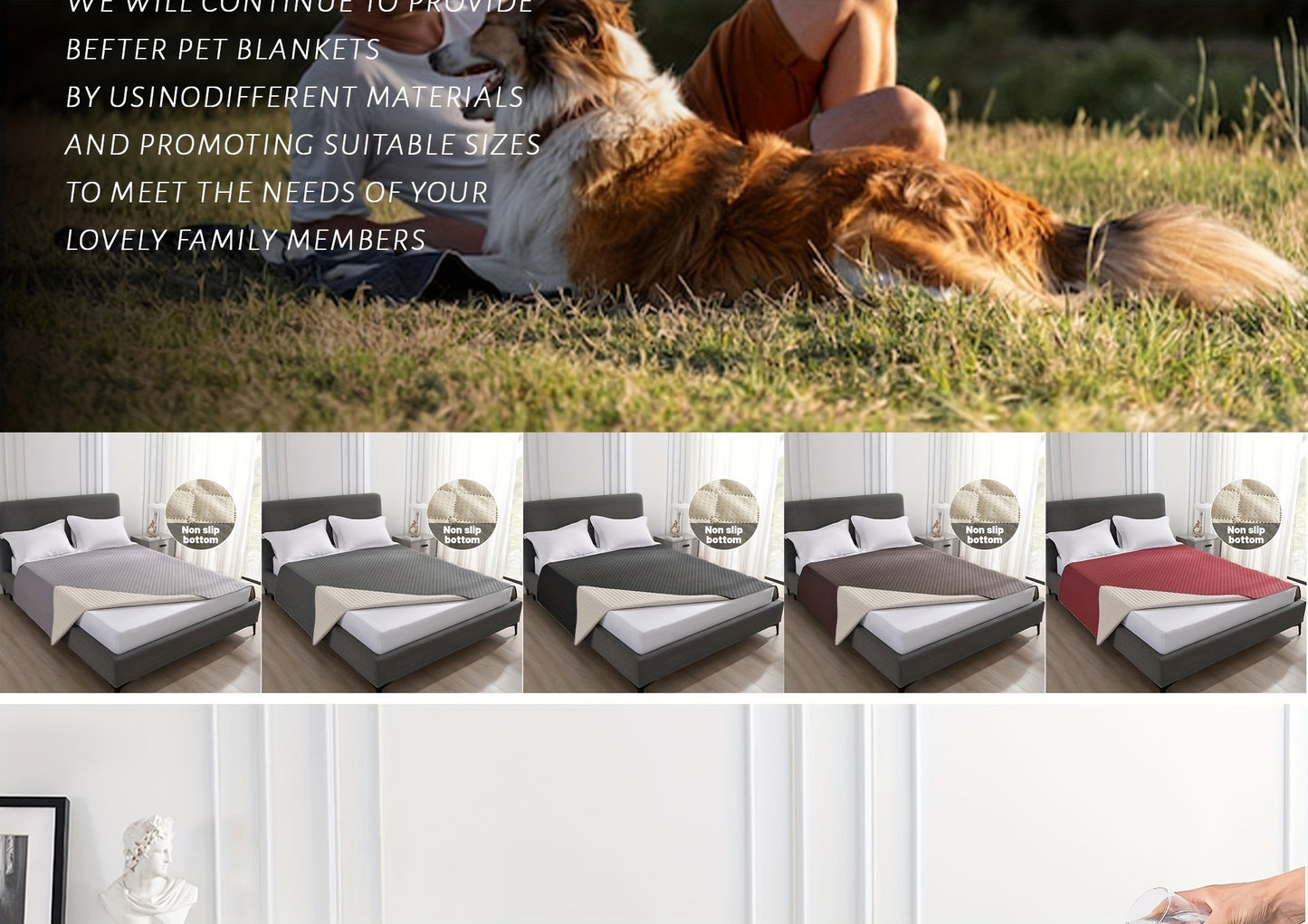 Waterproof & Non-Slip Dog Mattress Cover for Beds, Sofas, Cars | Super Soft Pet Blanket with Incontinence Protection | Machine Washable Furniture Protector Pad, Puppy Bedspread, Durable Dog Carpet