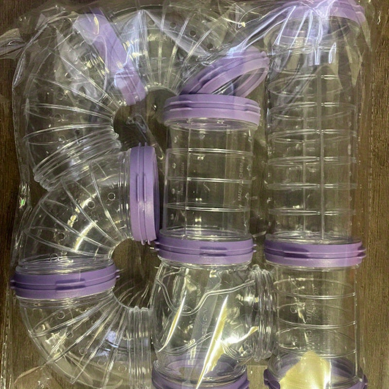 8pcs/set DIY Hamster Tunnel Toy Pet Rats Sports Training Pipeline Transparent Runway Toy Pet Hamster Game For Small Animal Accessories Mice Creative DIY Colorful Hoop Tubes Diam 2.17inch