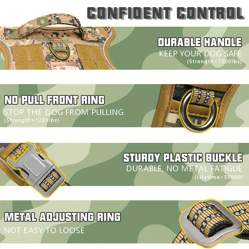 Tactical Harness For Large Dogs No Pull Adjustable Pet Harness Reflective Working Training Easy Control Pet Vest Military Service Dog Harnesses