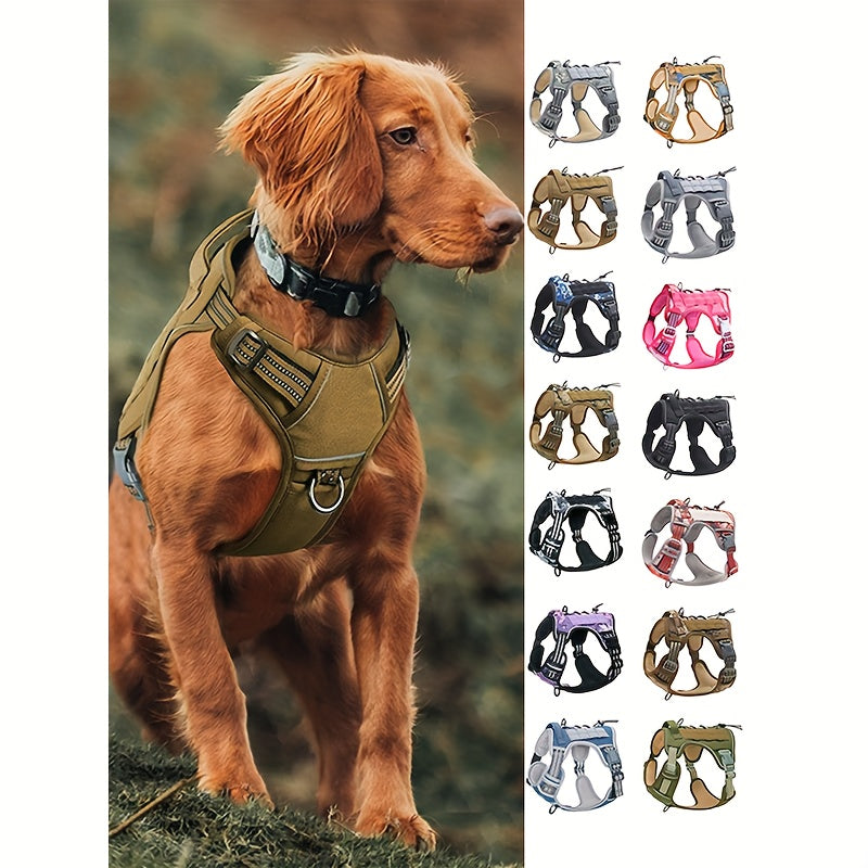 Tactical Harness For Large Dogs No Pull Adjustable Pet Harness Reflective Working Training Easy Control Pet Vest Military Service Dog Harnesses