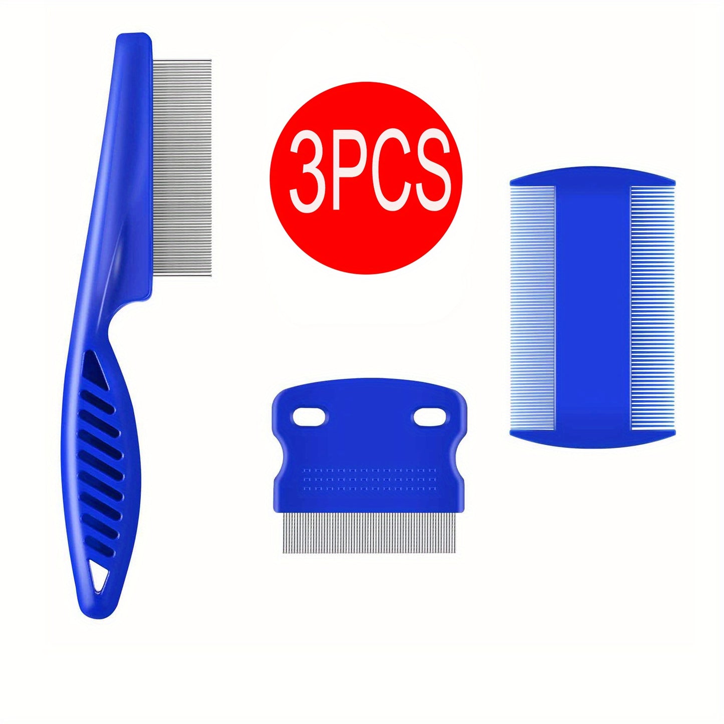 3pcs Professional Pet Grooming Tool Set for Cats and Dogs - Detangling Hair Combs for Easy Grooming and Shedding Control
