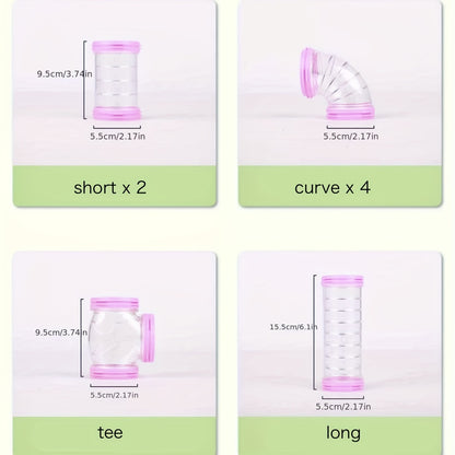 8pcs/set DIY Hamster Tunnel Toy Pet Rats Sports Training Pipeline Transparent Runway Toy Pet Hamster Game For Small Animal Accessories Mice Creative DIY Colorful Hoop Tubes Diam 2.17inch