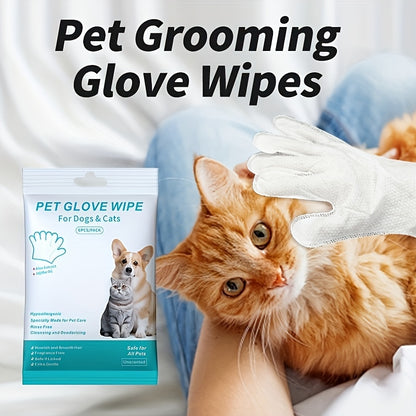 12pcs Polyester Pet Grooming Wipes, Disposable Pet Bathing Gloves for Dogs and Cats, Unscented Cleaning Mitt for All Pets, Easy-to-Use Pet Care Supplies