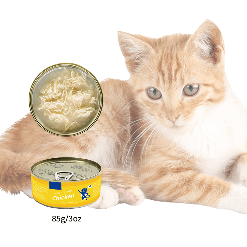 Canned Cat, 85g/3oz Canned Pet Snacks, Chicken Shredded Frozen Can, High Meat Content, Wet Food, Suitable for Cats and Dogs