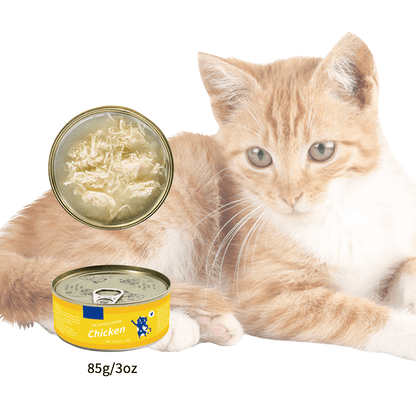 Canned Cat, 85g/3oz Canned Pet Snacks, Chicken Shredded Frozen Can, High Meat Content, Wet Food, Suitable for Cats and Dogs