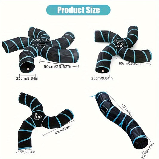 [Large Collapsible Cat Tunnel Play] Cat Tunnel For Indoor Cats Large With Play Ball 2/3/4/5 Way Collapsible Interactive Peek Hole Pet Tube Toys For Puppy, Kitty, Kitten, Rabbit