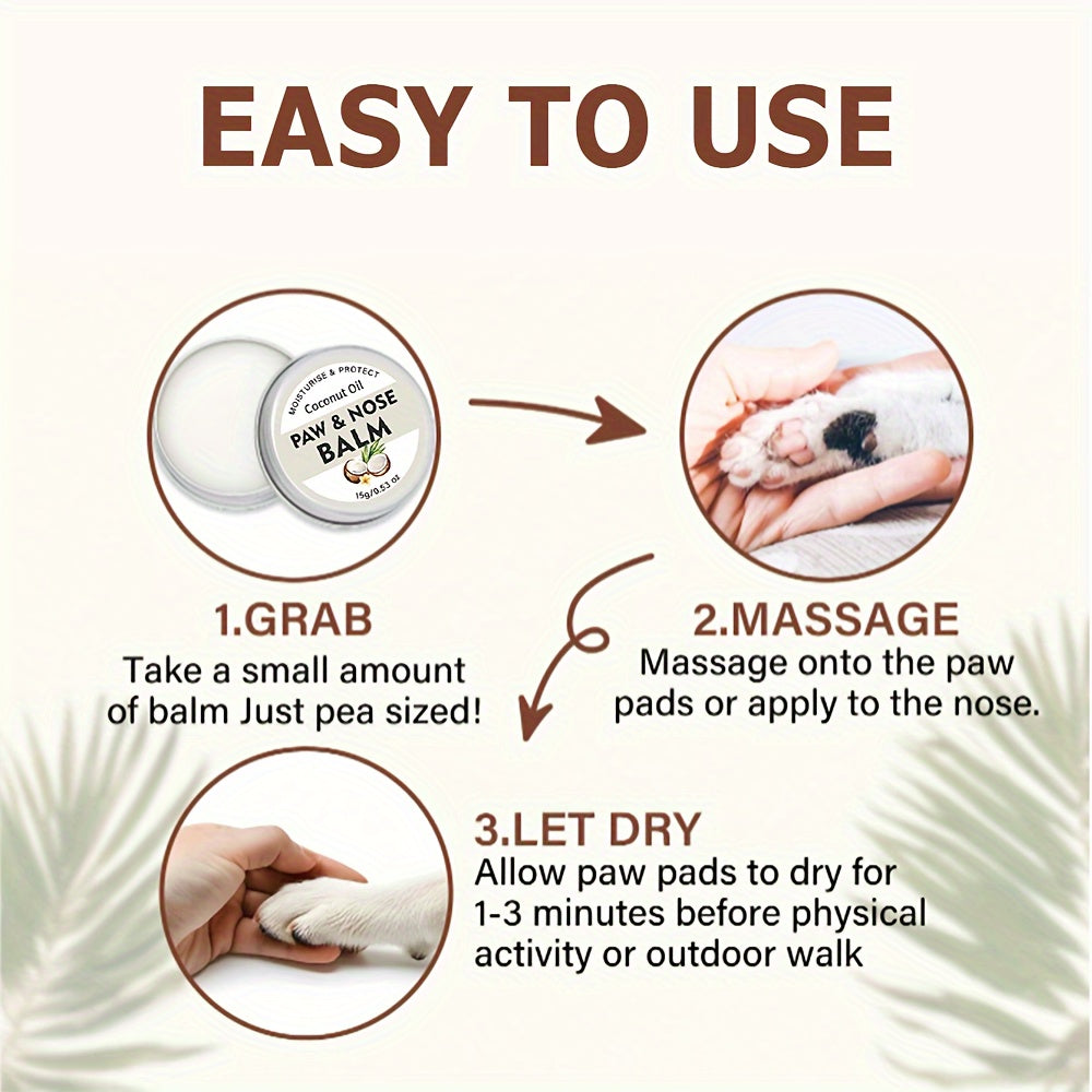 1pc Coconut Oil PawPals Dog Paw & Nose Balm - Moisturizing Aluminum Salve for Non-Electric, Battery-Free Pet Care