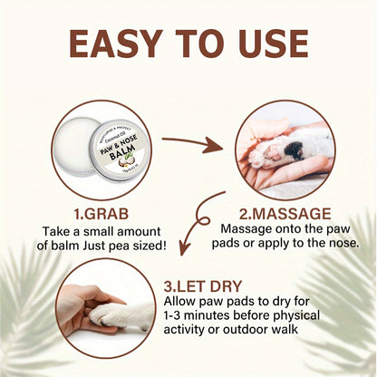 1pc Coconut Oil PawPals Dog Paw & Nose Balm - Moisturizing Aluminum Salve for Non-Electric, Battery-Free Pet Care