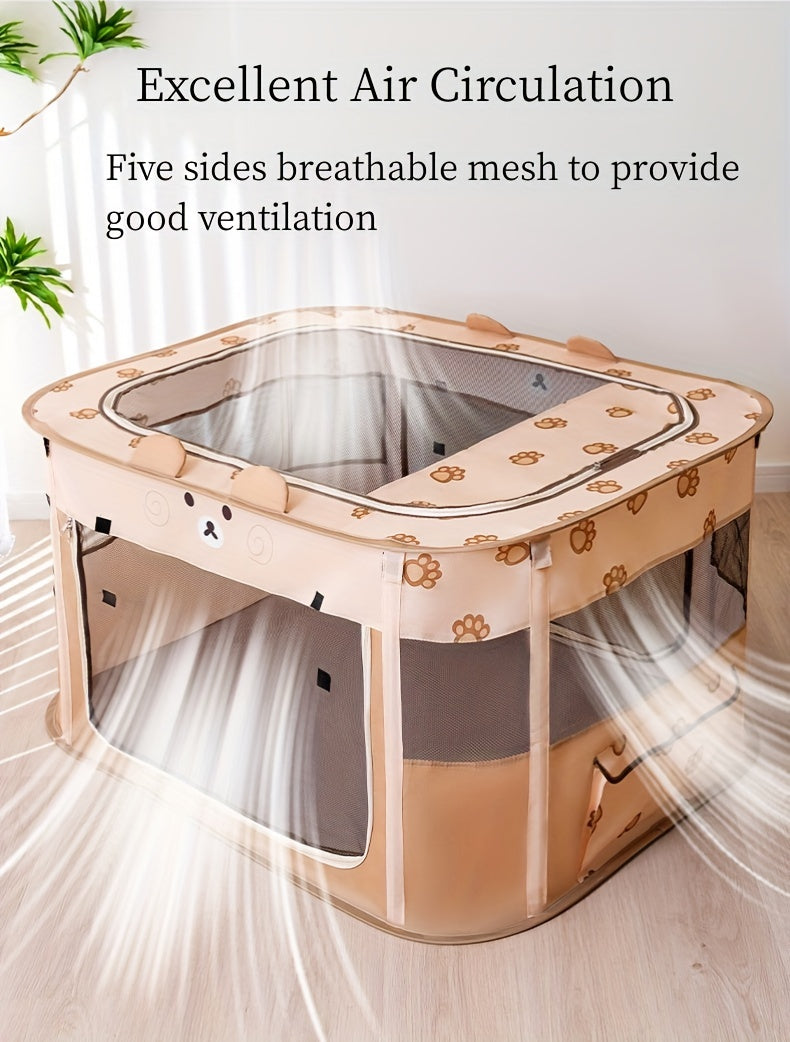 1pc Adorable Foldable Pet Playpen - Portable, Removable Zipper Top, Indoor & Outdoor Use, Spacious Cat Bed, Delivery Room, Easy Setup - Perfect for Dog and Cat Lovers